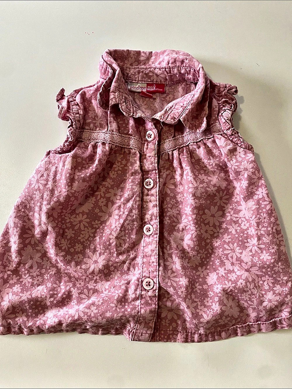 Penelope Mack Floral Button Front Pink Girls' Top Like New